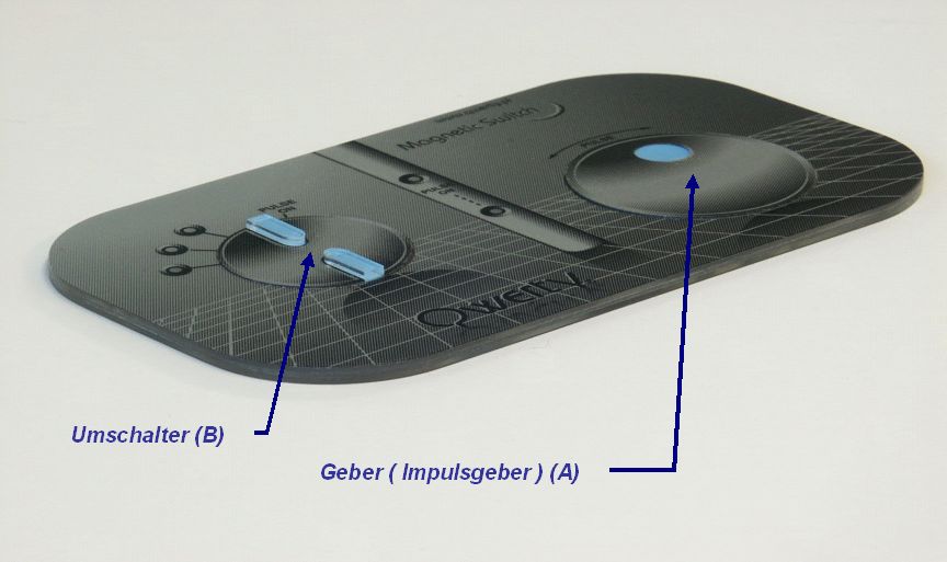 QWERTY GmbH - ein Versuchspanel mit eingebauten Drehknöpfen: links in Form eines Umschalters, rechts in Form eines Gebers ( Impulsgebers ).